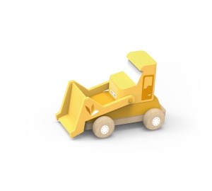 Buldozer din lemn cu cupa frontala mobila
