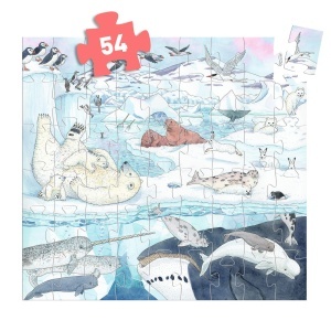 imagine completa puzzle pentru copii +4 ani cu 54 piese, cu animale si pasari de la pol
