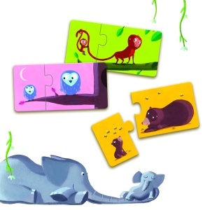 DJ08157-Puzzle doua piese cu animale Djeco