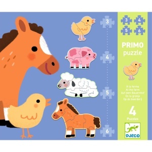Puzzle progresiv cu 3–6 piese pentru dezvoltarea motricității