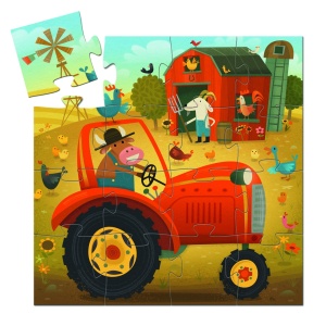 Tractorul - puzzle colorat de 16 piese, perfect pentru micii povestitori