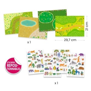 80 de stickere și 4 scene mari cu tematică de animale - Djeco