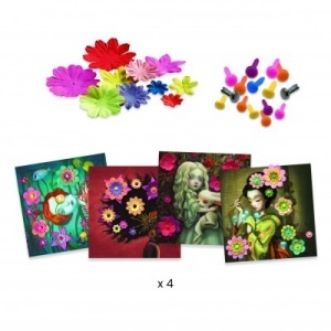 Cutie set creativ flori din hârtie – conține planșe, flori și ghid ilustrat
