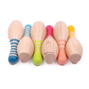 Joc de exterior pentru copii – Bowling din lemn ecologic