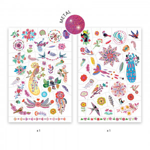 DJ09615 - Planșe tatuaje temporare cu pasari multicolore Djeco