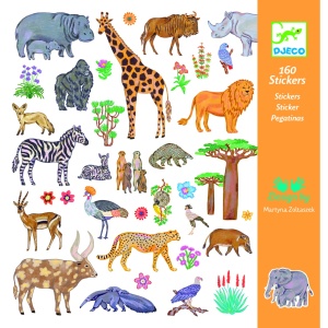 set de 160 de autocolante cu animale africane pentru copii