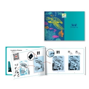 Scenă marină creată cu cianotipie – rezultat artistic pentru copii