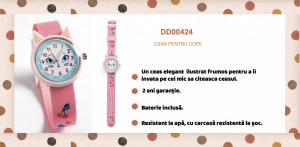 DD00424-Ceas de mana rezistent la apa Pisica, Djeco