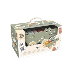 Crocodil din lemn cu xilofon si piese de stivuire, Speedy Monkey