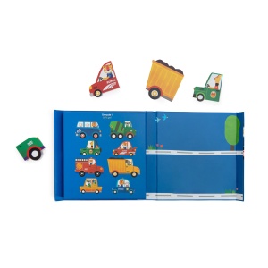 Joc magnetic vehicule Les Popipop– cutie magnetică cu 20 magneți pentru copii