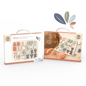 Puzzle alfabet Speedy Monkey din lemn colorat