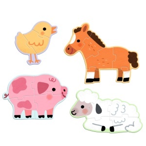 Set puzzle pentru copii mici cu piese mari și modele suport