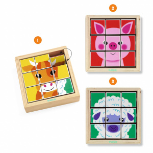 DJ01955-Puzzle rotativ 6 piese, 3 variante Animoroll, Djeco