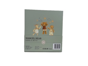 Set cadou cu doudou din bumbac organic și zornăitoare din lemn