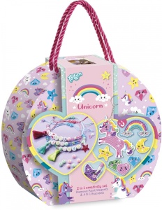 Set creativ DIY 2 in 1 Bratari cu litere si magneti diamond painting, Unicorni