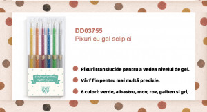 DD03755-Set cu 6 pixuri gel (markere) cu sclipici, Djeco