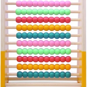 Abacus educațional din lemn pentru copii cu bile colorate
