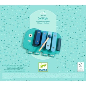 DJ06493 Xilofon din lemn și fetru în formă de elefant pentru copii 12 luni+