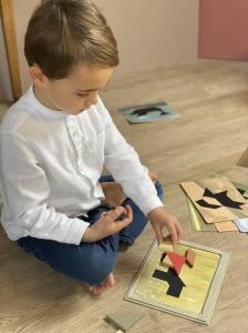 Joc magnetic Tangram - piese magnetice din lemn pentru copii peste 5 ani