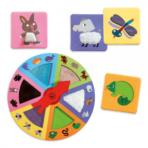 DJ08129-Joc Tactil cu animale si ruleta, Djeco