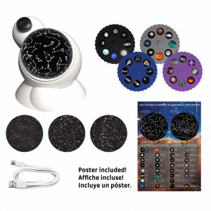 K_678004-Proiector Planetarium cu 4 discuri cu 32 imagini spațiale – planete, rachete, nebuloase , Thames & Kosmos