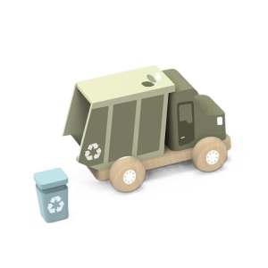 Camion de gunoi din lemn cu recipient de reciclare