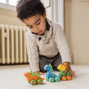 OTT07403_Primii mei dinozauri - set jucarii cu roti din lemn, Orange Tree Toys