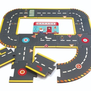 DJ05498 - Detaliu traseu mașinuțe asamblat din piese de puzzle gigant, Djeco