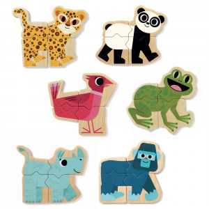 DJ03126-Puzzle cu piese magnetice din lemn Animale, Djeco