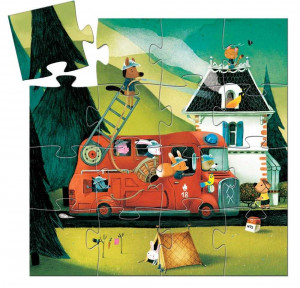 DJ07269-Puzzle carton cu tematică pompieri, Djeco