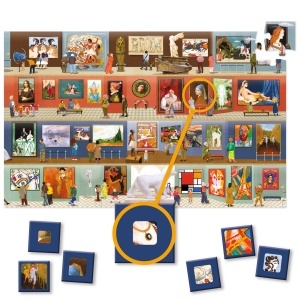 Puzzle cu 500 piese si joc de observatie cu 60 de tokenuri La muzeu, Djeco