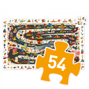 DJ07564-Puzzle observatie 54 piese Raliul masinilor, Djeco 