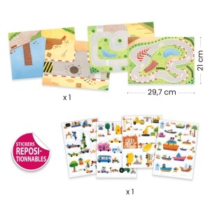 DJ00043 - 80 de stickere și 4 scene mari pentru joacă creativă, Djeco