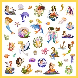 DJ08885 - 160 de stickere Sirene pentru proiecte creative, dJECO