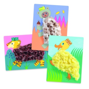Set creativ Djeco cu Velcro și lână colorată pentru copii mici