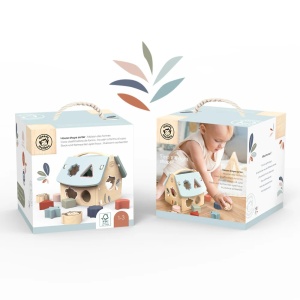 Jucărie educativă Speedy Monkey – casă cu 8 blocuri, potrivire forme