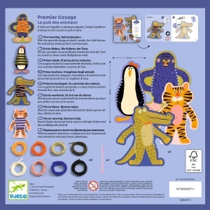 Set educativ de țesut pentru copii cu 4 animăluțe și fire colorate