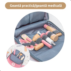 Trusă medicală din lemn UMU Mini cu 14 piese pentru copii.
