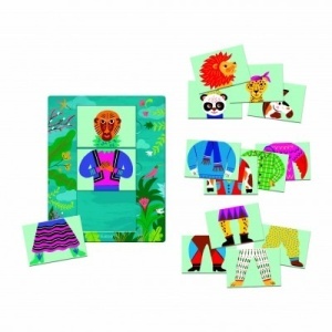 Set complet Mix & Match: 54 de piese și tablă de joc din carton gros