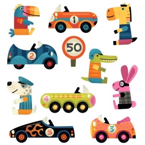 DJ09073 - Set stickere reutilizabile cu vehicule, Djeco