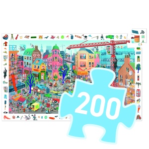 Puzzle cu 200 piese si joc de observatie Orasul, Djeco