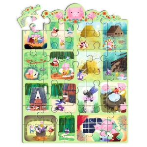 DJ07051 Puzzle poveste cu 35 de piese Cei trei purcelusi Djeco