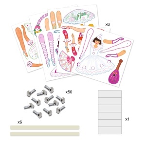 Set creativ de colorat si asamblat papusi din carton
