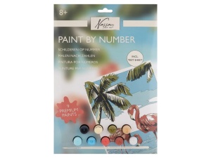 Set creativ, Pictura pe numere cu 9 culori acrilice incluse, model flamingo, Nassau
