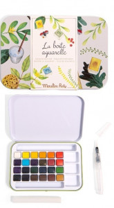 Set acuarele in cutie metalica colectia Le jardin du MoulinMoulin Roty