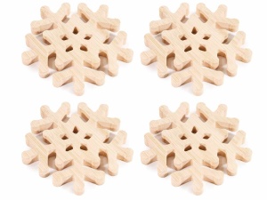 Decoratiune de Craciun Set 4  fulgi de nea din lemn