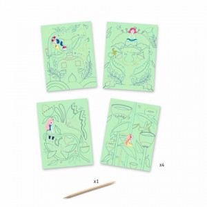 DJ09719 - Set artistic cu planșe de răzuit Flori în grădină, Djeco 