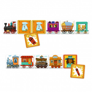 DJ05084-Cărți de joc Trenul cu aur 58 piese tematică western, Djeco