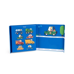 Joc magnetic vehicule Les Popipop– cutie magnetică cu 20 magneți pentru copii