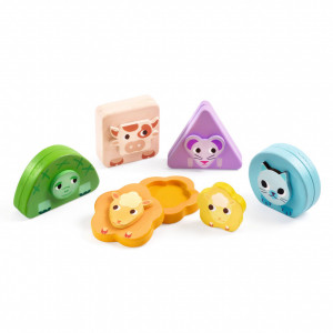DJ06446 Jucarie din lemn cu magnet 5 animale cu pui Djeco